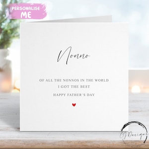 Nonno-vaderdagkaart, het beste nonno-hartlettertype ter wereld en rode harten ELKE BEWOORDING