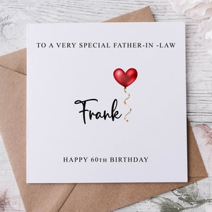 Personalisierte Schwiegervater Geburtstagskarte, spezieller Verwandter, alles Gute zum Geburtstag, Alterskarte für ihn 16., 21., 30., 40., 50., jedes Alter und Name