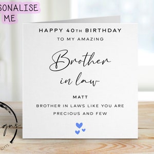 Carte d'anniversaire personnalisée beau-frère - citations précieuses et rares quel que soit l'âge/le nom, carte de voeux 18e, 21e, 30e, 40e, 50e, 60e, 70e