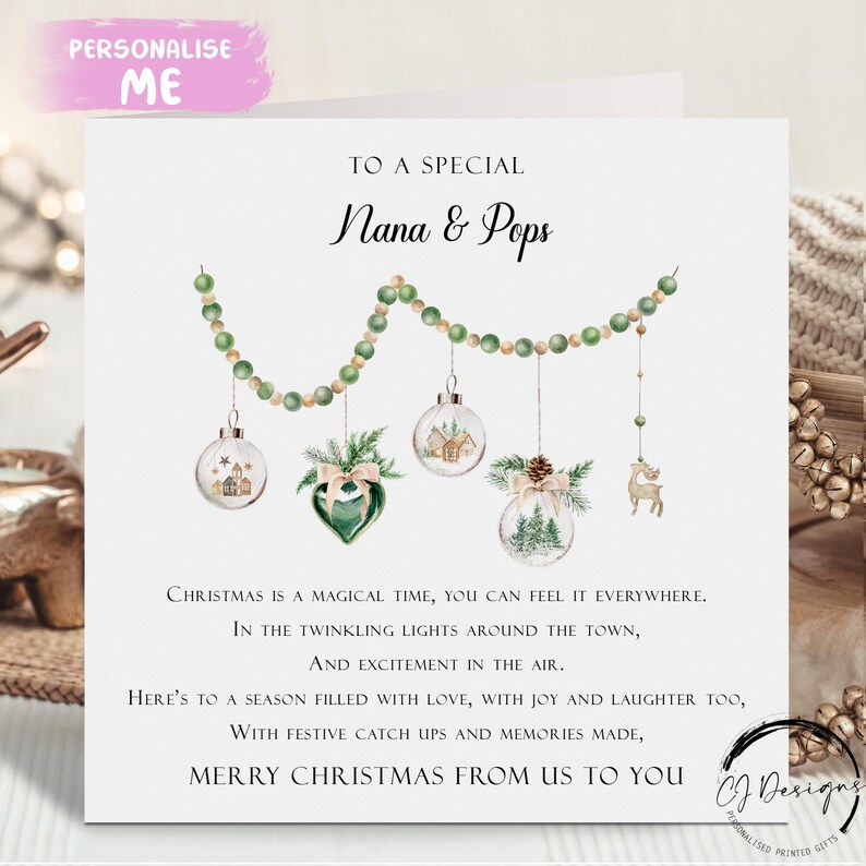 Nanna & Pops Poem Christmas Card grandparents Christmas Decorations