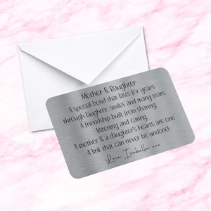 Personalised Mother & Daughter Sentimental Keepsake Metal Wallet Card Quote Mothers Day Gift