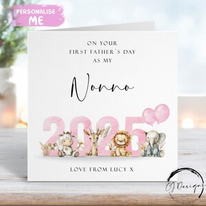 Personalizado Primeiro Dia dos Pais Como Meu Nonno Tema Animal Rosa com Nome QUALQUER PALAVRA 1º Dia dos Pais