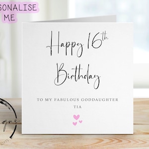 Tarjeta de cumpleaños personalizada para ahijada: sobrina fabulosa con cualquier edad/nombre, tarjeta de felicitación para sus 15, 16, 17, 18, 21, 30, 40 años.