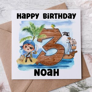 Tarjeta de cumpleaños pirata personalizada para niño/niña 1.º, 2.º, 3.º, 4.º, 5.º, 6.º, 7.º, 8.º, 9.º, 10.º