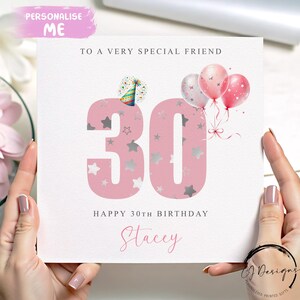 Carte d'anniversaire d'un ami personnalisée, numéros d'âge roses N'IMPORTE QUELLE MENTION /ÂGE/ Nom 16e 17e 18e 21e 30e 40e 45e 50e 60e 65e 70e 75e 80e
