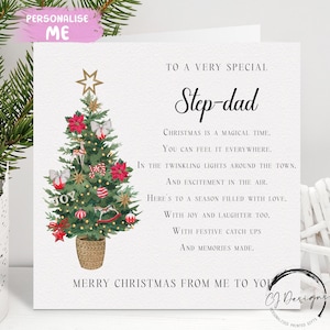 Carte de Noël poème beau-père - Carte de versets d'arbre de Noël - de moi ou de nous