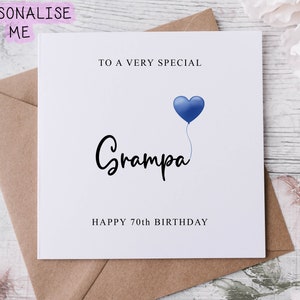 Tarjeta de cumpleaños personalizada para abuelo, abuelo especial, feliz cumpleaños, tarjeta de edad para él, 50, 60, 70, 80, 90 (mediana o grande)