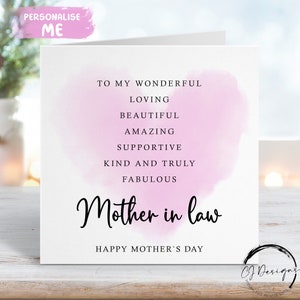 Citation de carte de fête des mères de belle-mère - carte de affirmation avec le coeur rose TOUT TEXTE