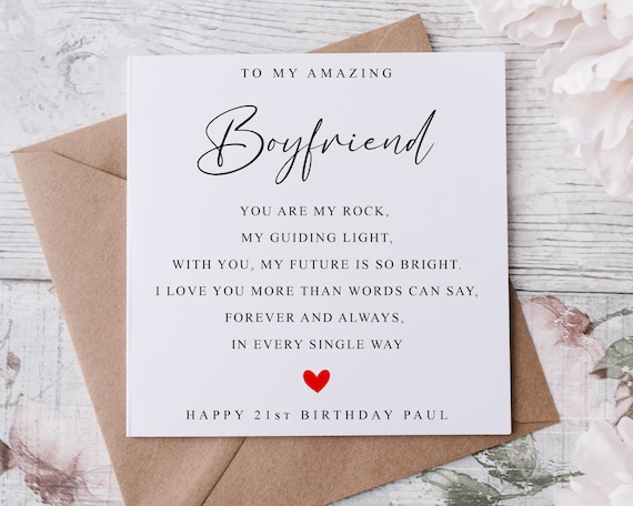 Poem Romantic Boyfriend Birthday Card Romantic Birthday Card