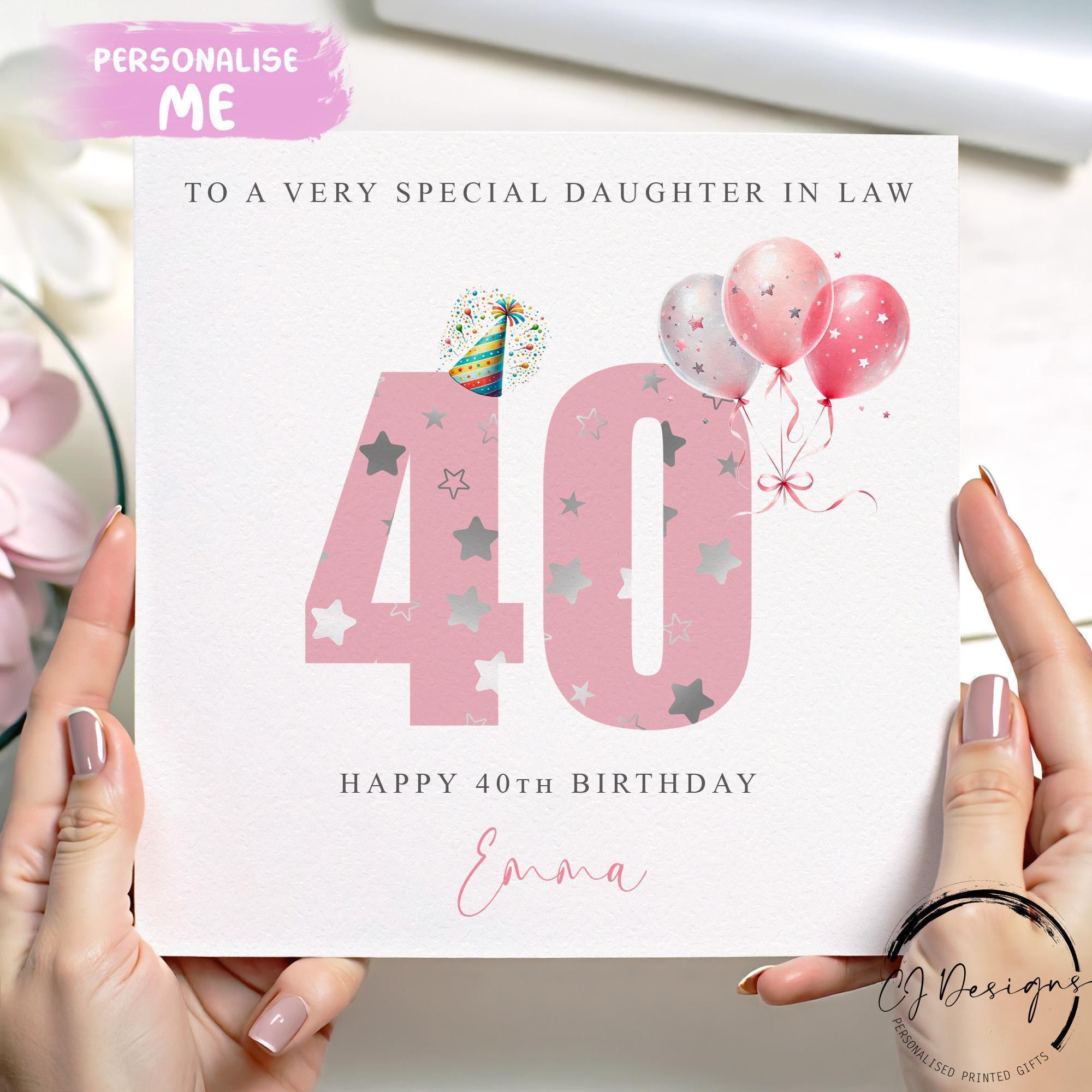 Noel Tatt Biglietto Di Compleanno Per Nuora - Design Rosa Con Gin E Fiori, Finitura Lamina Goffrata, 170x125 Mm Con Busta