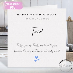 Carte d'anniversaire personnalisée Taid, vraiment spéciale - coeurs bleus TOUT TEXTE /ÂGE 40e 50e 60e 65e 70e 75e 80e 85e 90e 100e