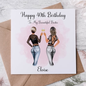 Personalisierte schöne Bestie 40. Geburtstagskarte, Sie wählen Hair Style 20 zur Auswahl, Altersnamenkarte für sie, 18., 21., 30., 40