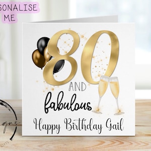 Carte d'anniversaire personnalisée 80e anniversaire - 80e et fabuleuse carte d'anniversaire avec nom 30e 40e 50e 60e 70e 80e