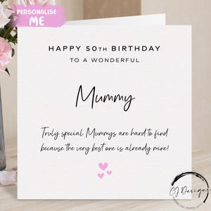 Biglietto di auguri personalizzato per la mamma, davvero speciale - Cuori rosa QUALSIASI TESTO / ETÀ 30° 40° 50° 60° 65° 70° 75° 80° 85° 90° 95° 100°