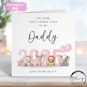 Thème animalier rose personnalisé pour la première fête des pères comme mon père avec le nom
