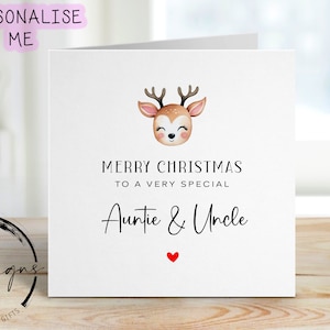 Weihnachtskarte für spezielle Tante & Onkel - niedliche Rentier-Design minimale Karten