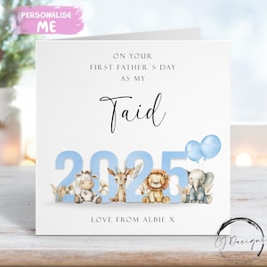 Primer Día del Padre Personalizado como Mi Taid Tema Animal Azul con Nombre CUALQUIER TEXTO Primer Día del Padre