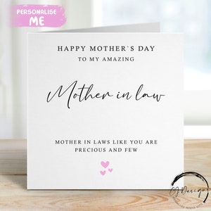 Tarjeta del Día de la Madre para suegra: cita preciosa y poco común con cualquier texto, tarjeta de felicitación