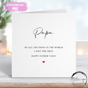 Biglietto per la festa del papà, ho il miglior papà del mondo con cuore rosso QUALSIASI TESTO