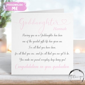 Tarjeta de graduación personalizada para ahijadas: poema, cita, recuerdo.