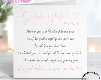 Personalised Goddaughter Graduation Card- Poem, Quote Card- Keepsake Graduate Card