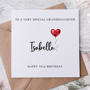 Personalisierte Enkelin Geburtstagskarte, spezieller Verwandter, alles Gute zum Geburtstag, Alterskarte für ihren 30., 40., 50., 60., 70., 80.,