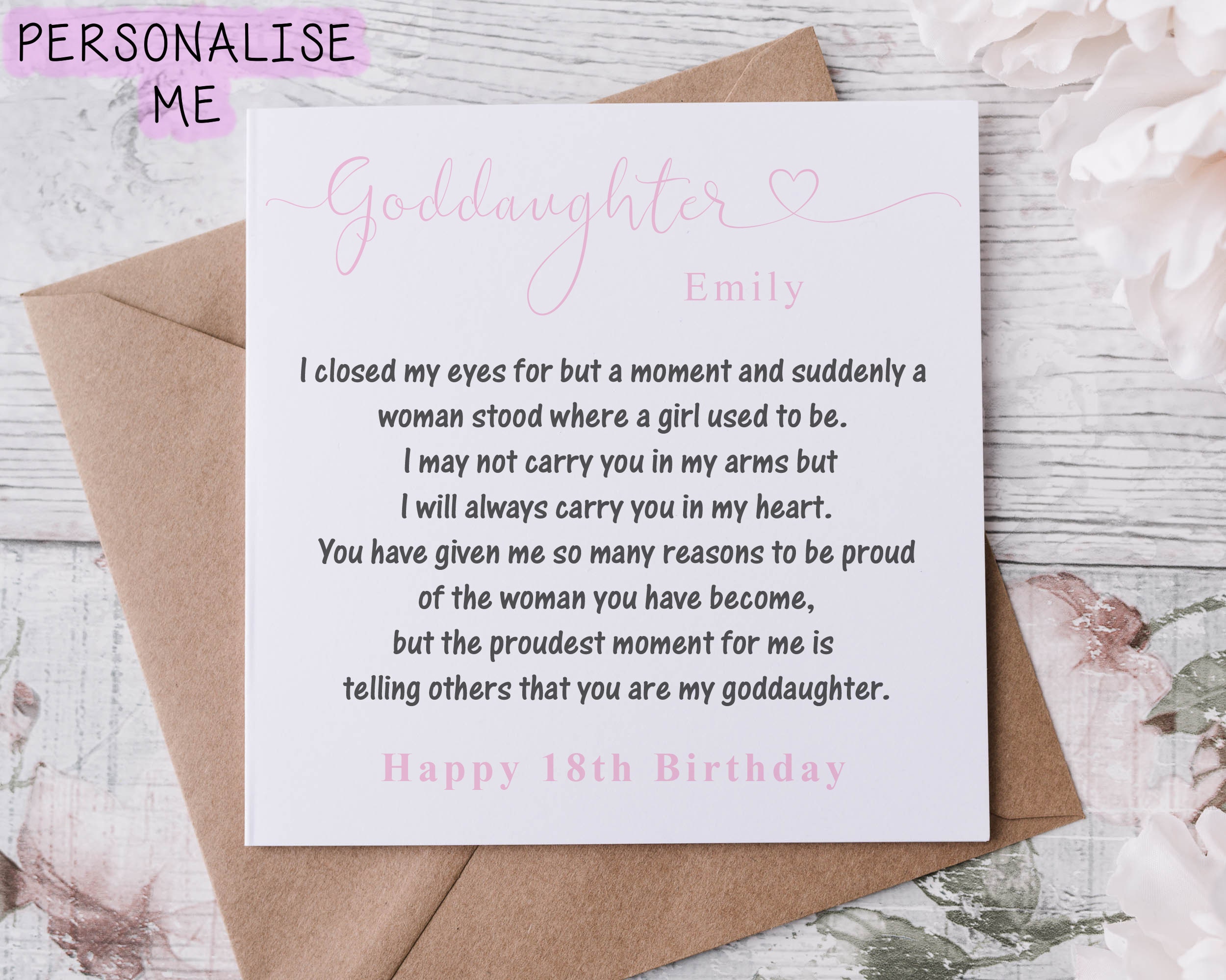 Personalised Goddaughter Birthday Card I Closed My Eyes Quote pic