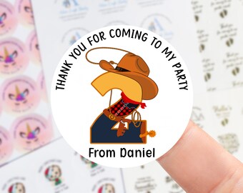 80 Stück Cowboy Dankesaufkleber - 5,1 Cm, Western-Thema Für Babyparty & Feiern