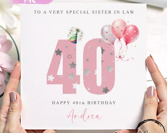 Personalised Birthday Card For Aunt, Sister-in-Law, Friend – 40th, 50th, 60th, 70th, 80th