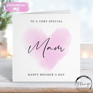 Carte pour la fête des Mères Mam - Coeur rose amour spécial maman TOUT TEXTE