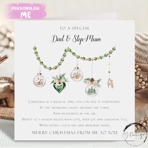 Personalisierte Dad & Step-Mum Gedicht Weihnachtskarte -Eltern Weihnachtsdekoration Paar Karte von mir oder uns