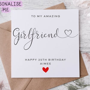 Carte d'anniversaire personnalisée pour petite amie, partenaire spécial, joyeux anniversaire, carte d'âge pour elle, 50e, 60e, 70e, 80e, 90e