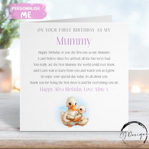 Personalisierte Mumie Geburtstagskarte Ente Erster Geburtstag als Mein Gedicht Name JEDER WORDING 1. 18. 21. 25. 30. 35. 40. 45. 50
