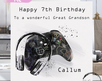 Personalised Great-Grandson Birthday Card- Gaming Design