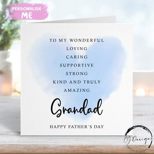 Citation de carte de fête des pères de grand-père - carte de affirmation avec coeur bleu TOUT TEXTE