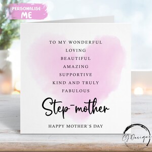Citation de carte de fête des mères de belle-mère - carte de affirmation de soi avec coeur rose