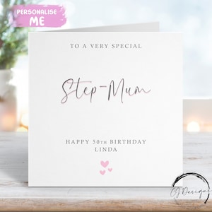 Carte d'anniversaire personnalisée pour belle-mère - gris et rose pour tous les âges 14ème 15ème 16ème 17ème 18ème 19ème 20ème 21ème 30ème 40ème 50ème 50ème 60ème 70ème 80ème
