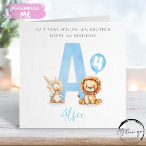 Cartão de aniversário personalizado do Big Brother com inicial de leão e pato - nome e idade - para ele QUALQUER IDADE 1º 2º 3º 4º 5º 6º 7º 8º 9º 10º