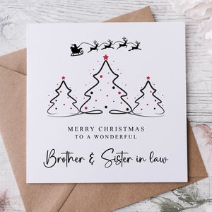 Carte de Noël pour beau-frère et belle-soeur avec arbre de Noël, merveilleuse carte de voeux joyeux Noël beau-frère et belle-sœur
