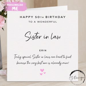 Carte d'anniversaire personnalisée belle-soeur, vraiment spéciale - coeurs roses TOUT TEXTE/ÂGE 18e 21e 25e 30e 40e 50e 60e 65e 70e 80e 90e