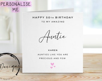 Personalised Auntie Birthday Card -Precious & Few Quote with Any Age/Name, Greeting Card 18th,21st, 30th, 40th, 50th, 60th, 70th, 80th, 90th