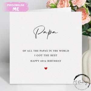 Carte d'anniversaire papa personnalisée, la meilleure du monde avec un coeur rouge TOUT TEXTE I/We 40e 50e 60e 65e 70e 75e 80e 85e 90e