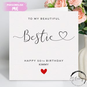 Carte d'anniversaire personnalisée Bestie, joyeux anniversaire, carte d'âge pour elle, 16e, 18e, 21e, 30e, 40e, 50e, 60e, 65e 70e, 75e 80e, 90e