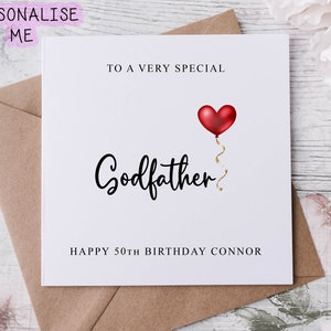 Cartão de aniversário personalizado para padrinho, parente especial, feliz aniversário, cartão de idade para ela 30, 40, 50, 60, 70, 80, qualquer idade