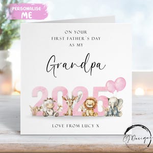 Primer Día del Padre Personalizado como Mi Abuelo Tema Animal Rosa con Nombre CUALQUIER TEXTO Primer Día del Padre
