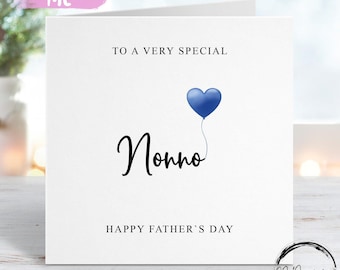 Tarjeta del Día del Padre para el abuelo, con globo de corazón azul. Cualquier texto.