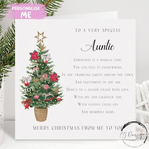 Carte de Noël avec poème de tante - Carte avec poème sur le sapin de Noël - De ma part ou de la nôtre