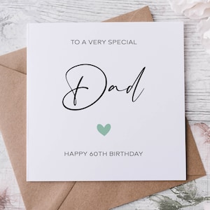 Carte d'anniversaire personnalisée pour papa avec coeur vert, carte d'âge pour lui 30, 40, 50, 60, 70, 80 ans, tout âge