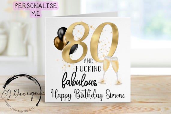 Old English Co. - Biglietto di auguri di compleanno per lei, motivo floreale champagne, per 80° compleanno, per amica, nonna, zia, mamma, busta interna vuota