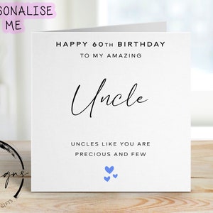 Cartão de aniversário personalizado para tio - Citação preciosa e poucas com qualquer idade, cartão de felicitações 18, 21, 30, 40, 50, 60, 70, 80, 90, 100
